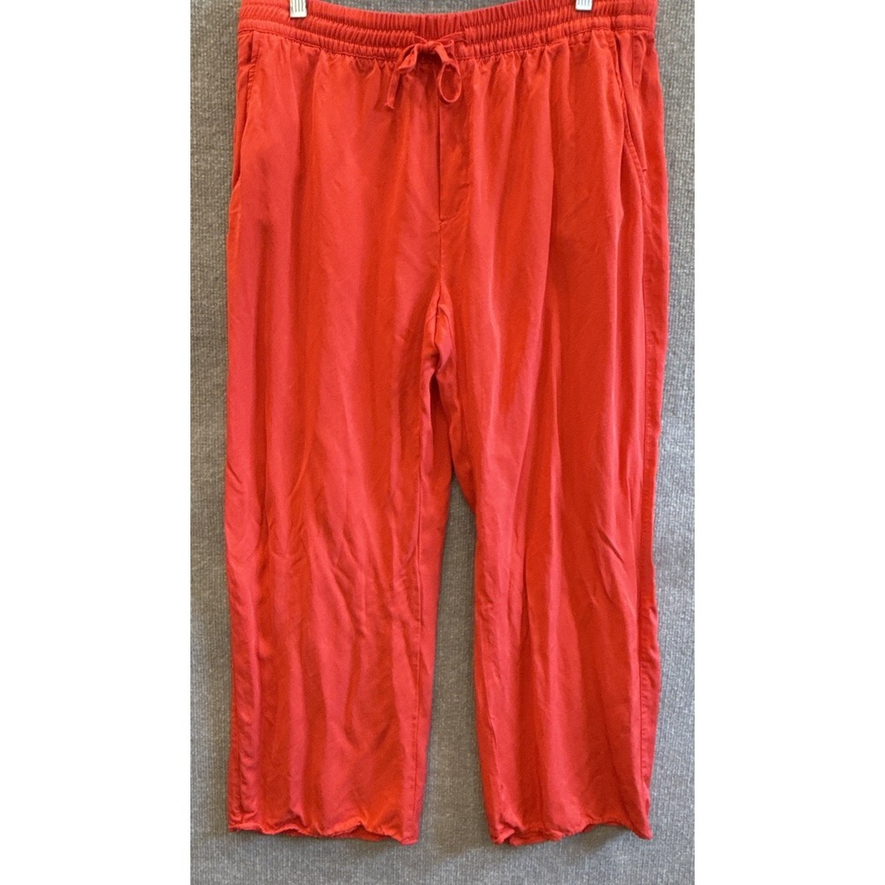 Zara Flowy Wide Leg Pants Bright Red. Size XL. Made In Turkey. Pockets. Coastal